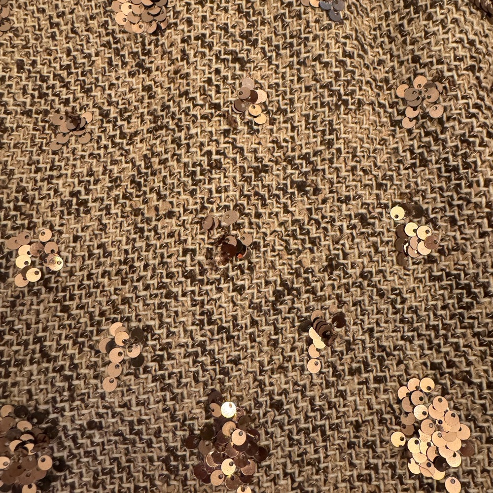Brown Party Women's Mixed Tweed Fabric With Sequins Design mini Dress. - Picture 11 of 13